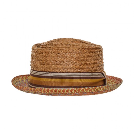 Cuba Pork Pie Raffia Two-Tone Brown