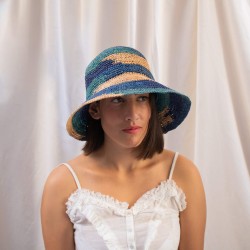 Bucket Raffia Crochet Μπλε