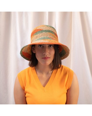 Bucket Raffia Crochet Πορτοκαλί