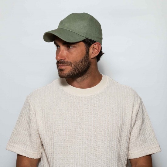 Baseball Cap Linen Buckle Green