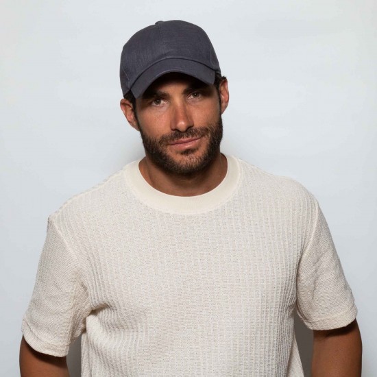 Baseball Cap Linen Buckle Grey Blue Baseball Cap Linen Buckle Grey Blue
