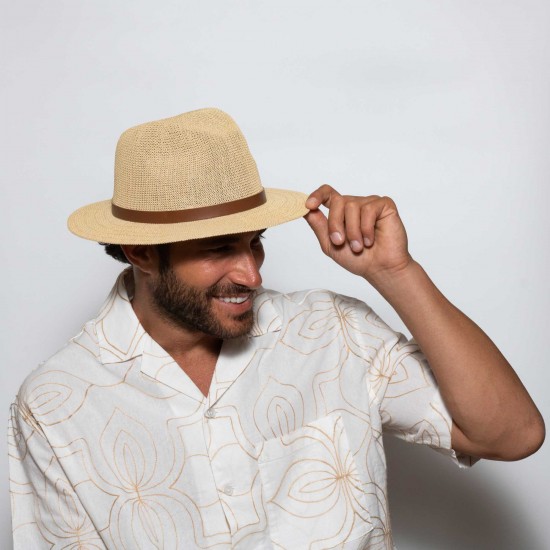 Indy Roll-Up Travel Hat Beige Indy Roll-Up Travel Hat Beige