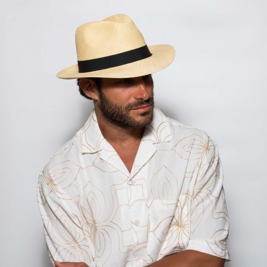 Original Panama Hat Borsalino Piccolo Natural Black R Original Panama Hat Borsalino Piccolo Natural Black R