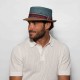 Cuba Pork Pie Raffia Two-Tone Blue Cuba Pork Pie Raffia Two-Tone Blue
