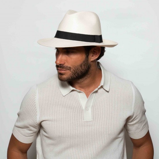 Ψάθινο Fedora Grande Toyo Εκρού Black R Ψάθινο Fedora Grande Toyo Εκρού Black R