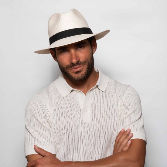 Ψάθινο Fedora Grande Toyo Εκρού Black R Ψάθινο Fedora Grande Toyo Εκρού Black R