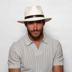 Original Panama Hat Ridge Black Leather