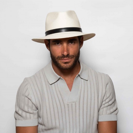 Original Panama Hat Ridge Black Leather Original Panama Hat Ridge Black Leather