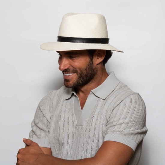 Original Panama Hat Ridge Black Leather Original Panama Hat Ridge Black Leather