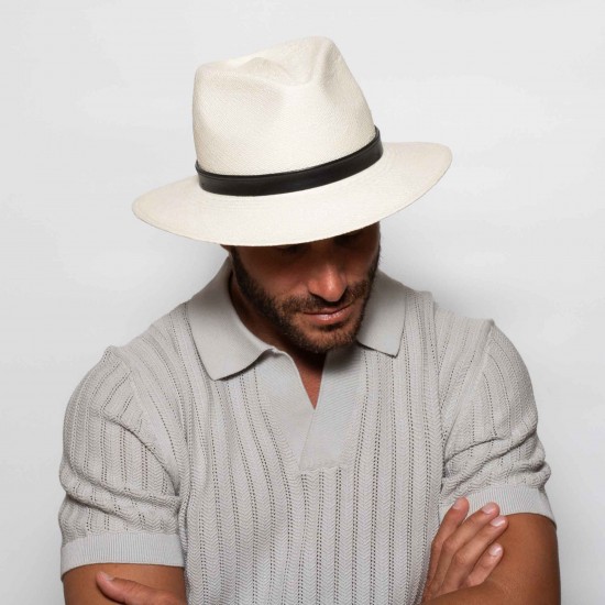 Original Panama Hat Ridge Black Leather Original Panama Hat Ridge Black Leather