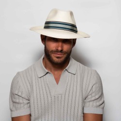 Original Panama Hat Fedora Riviera Ocean Stripe