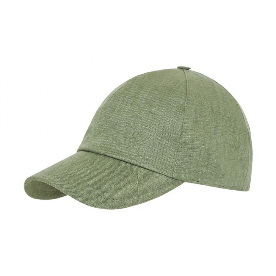 Baseball Cap Linen Buckle Green