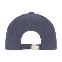 Baseball Cap Linen Buckle Grey Blue