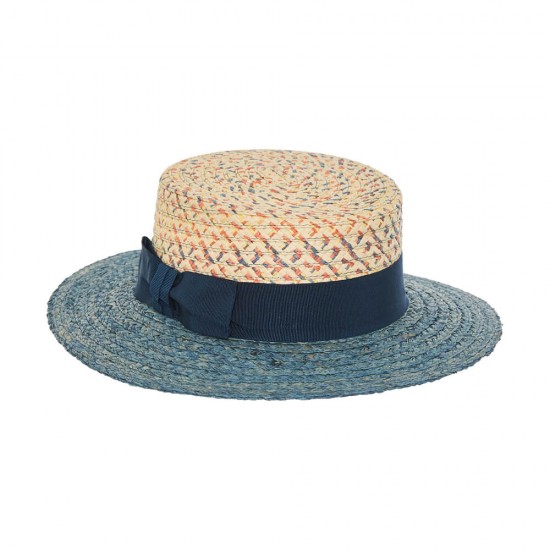 Ψάθινο Boater Twisted Raffia Blue Ψάθινο Boater Twisted Raffia Blue