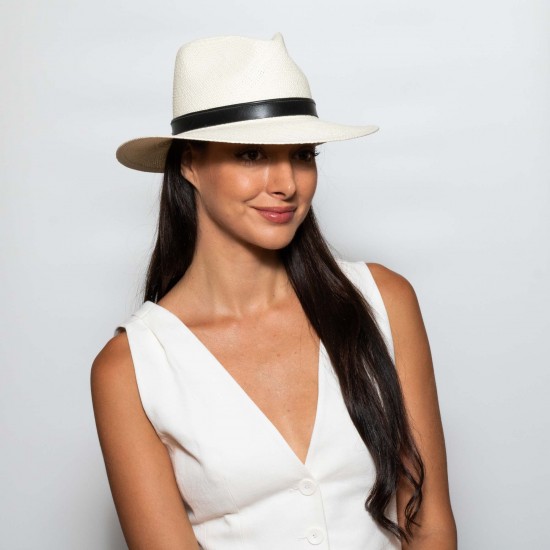 Original Panama Hat Ridge Black Leather Original Panama Hat Ridge Black Leather