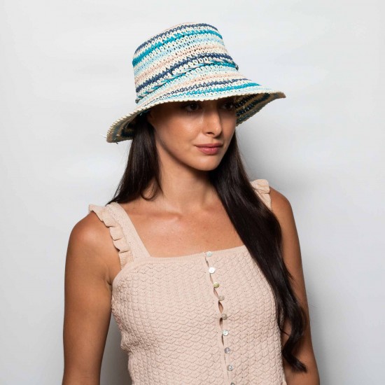 Bucket Woven Sun Hat Μπλε Bucket Woven Sun Hat Μπλε