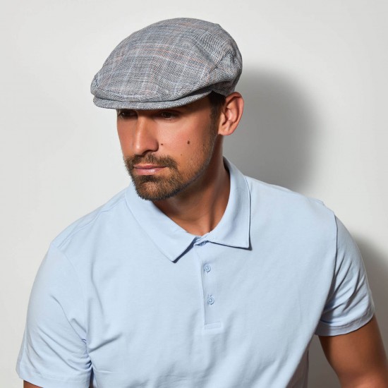 Flat Cap Plaid Stripe Grey