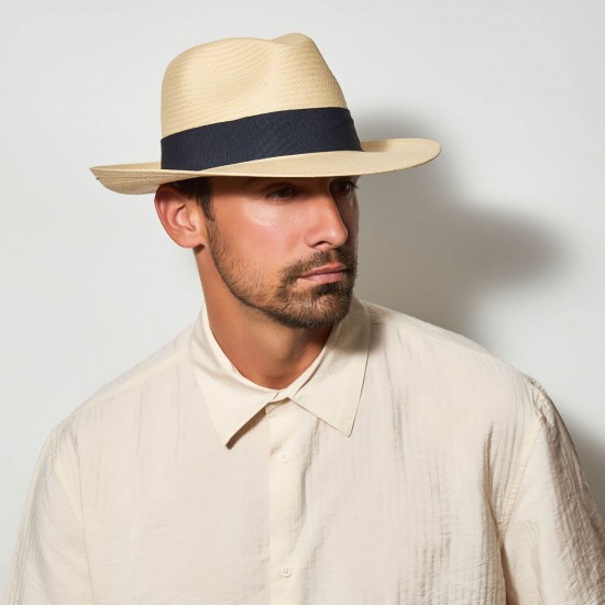 Ψάθινο Fedora Grande Toyo Beige Blue R