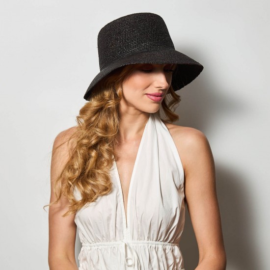 Bucket Cecelia Raffia Black