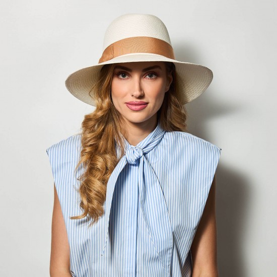 Claudette Panama Fine Wide Brim Beige