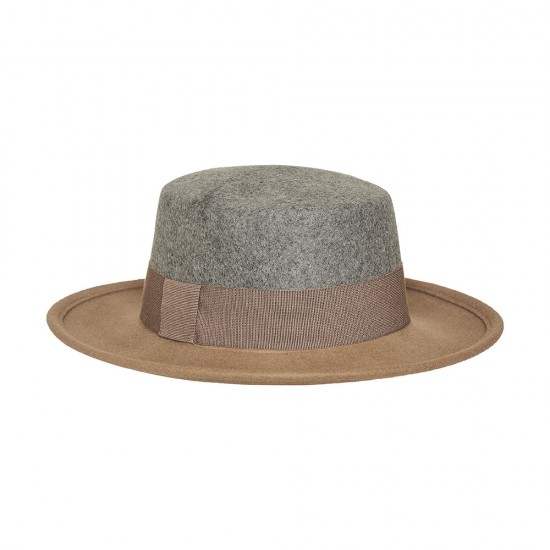 Boater Hat Feltro Twisted Γκρι