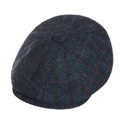 Brooklyn Newsboy Cap Fascetta Harris Tweed  Plain Overcheck Μπλε