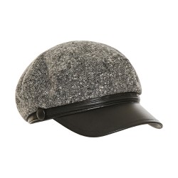 Faux Leather Cap Tweed