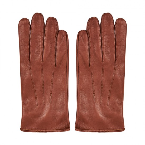 Leather Gloves Uomo Formal Tan Cashmere