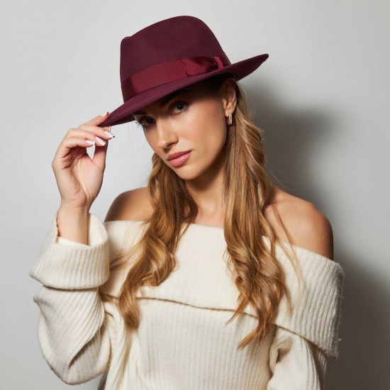 Fedora Hat Cashmere Henry Μπορντό