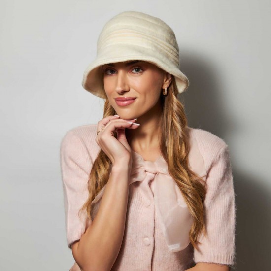 Woolen Bucket Fiore Ecru