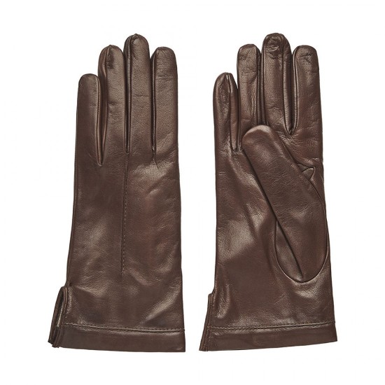 Leather Gloves Lady Sport Cashmere Brown