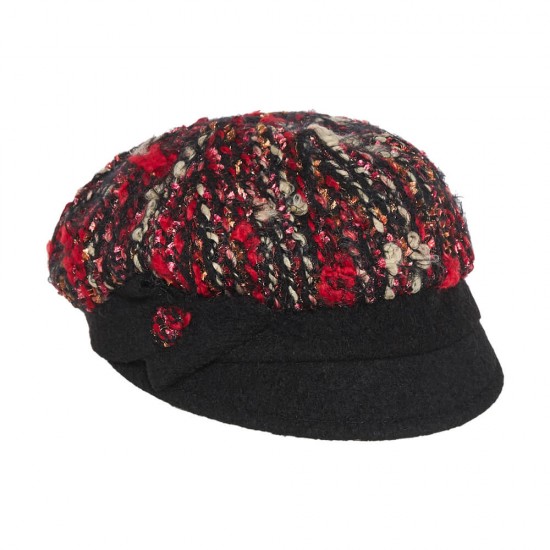 Γυναικεία Τραγιάσκα Μπουκλέ Μαύρο/Κόκκινο