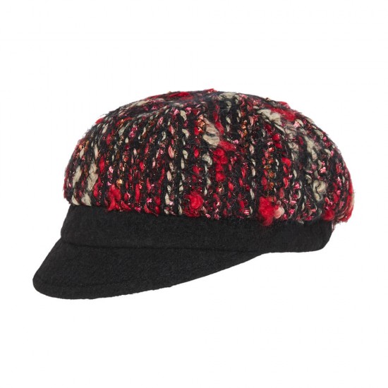 Γυναικεία Τραγιάσκα Μπουκλέ Μαύρο/Κόκκινο