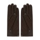 Leather Gloves Button Up Cashmere Brown