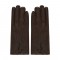 Leather Gloves Button Up Cashmere Brown