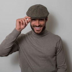 Brooklyn Newsboy Cap Faschetta Harris Tweed Herringbone Beige