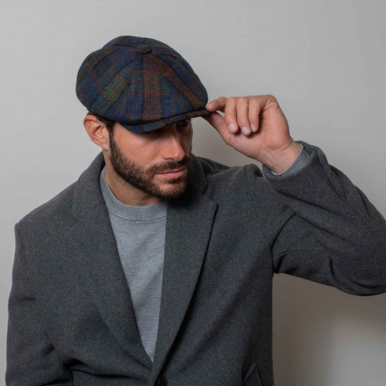 Brooklyn Newsboy Cap Faschetta Longford Tartan Blue