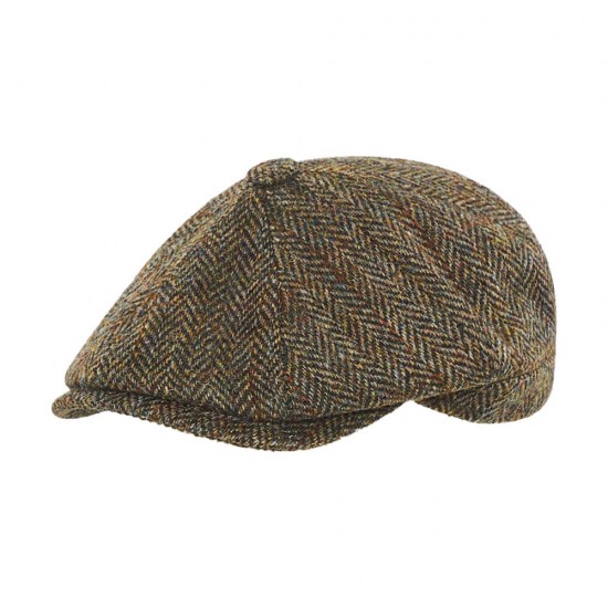 Brooklyn Newsboy Cap Faschetta Harris Tweed Herringbone Beige